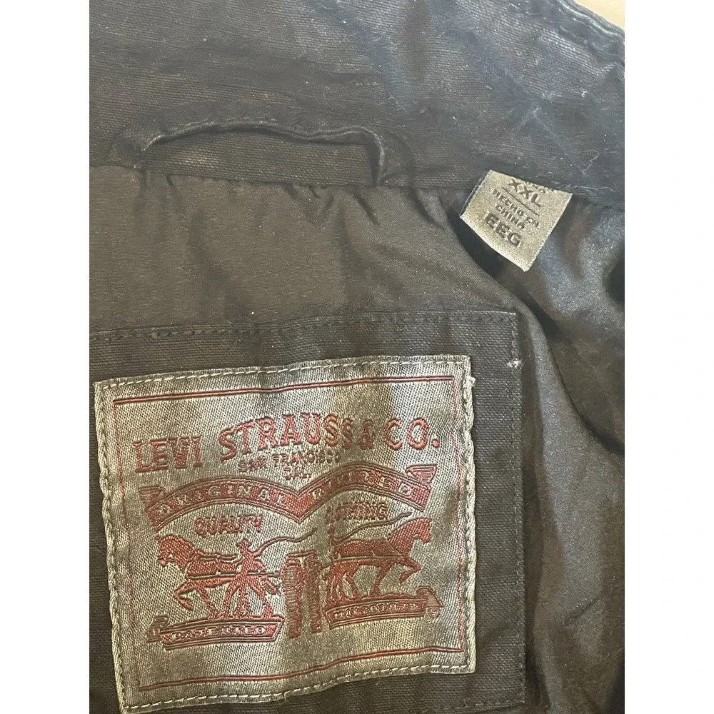 Levis Military Jacket Mens XXL Black Canvas